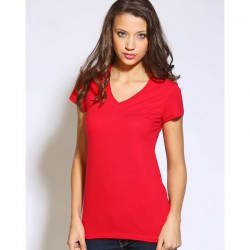 Plain V-Neck T-shirt Jersey short Sleeve Bella 120 GSM